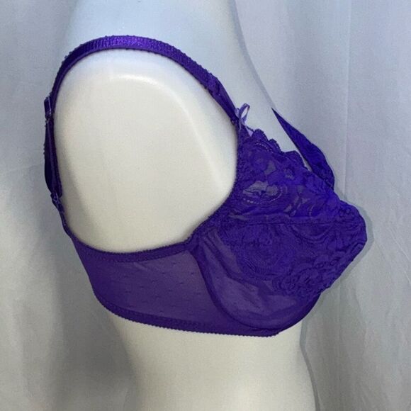 Victorias Secret Gold Label vintage purple lace bra corset front 38DD - Picture 4 of 7